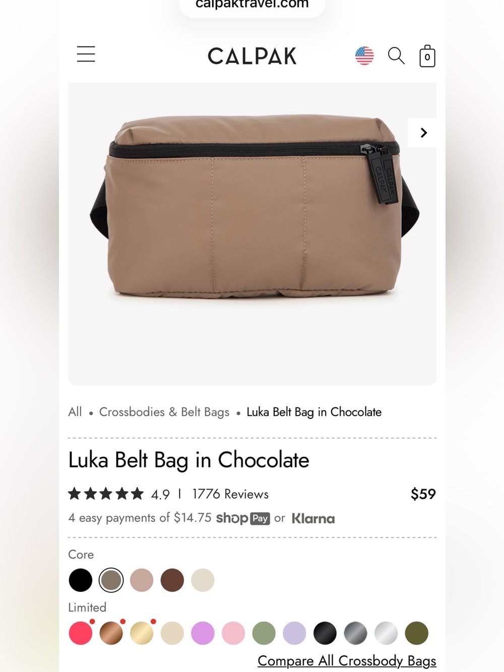 Calpak Luka Belt Bag in Chocolate Taupe